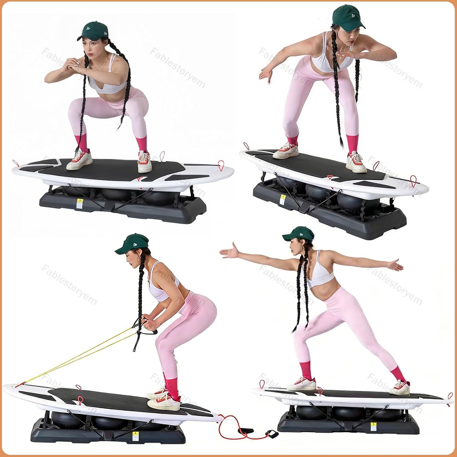 Surf Trainer Machine, Indoor Surf Simulator, Balance Board Trainer, Yoga Training Equipment, Pilates-Apparatus, Suitable for Beginners' Training & Surfing Enthusiasts' Practice 180 x 58 cm
