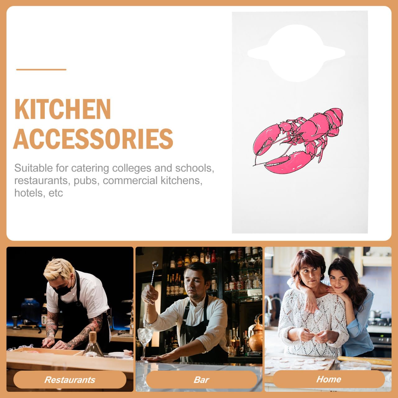 Amosfun Tablier Jetable Pour Adultes 100 PièCes Bavoirs Homard En Plastique RéSistant Pour Cuisine Et Service Alimentaire Protection Contre Taches Et DéVersements