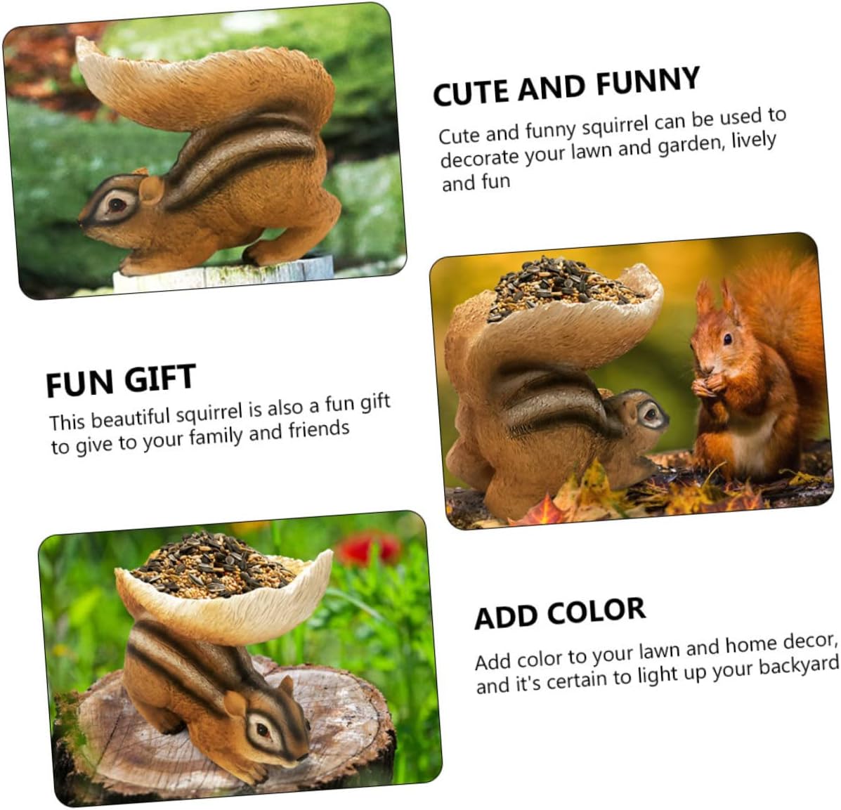 HANABASS 1Pc Creative Resin Squirrel Garden Decor Outdoor Statue Cute Lawn Ornament Lovely Feeder for Backyard Patio