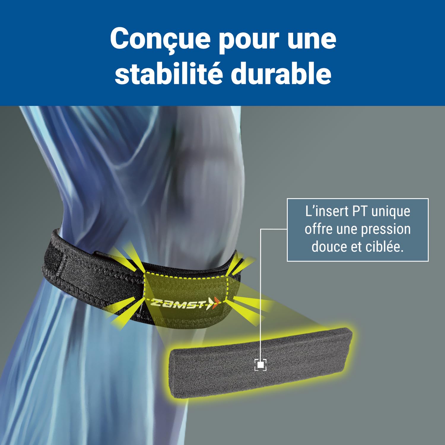 Zamst JK Band Sports Patella Band - Genouillère de Support avec Compression pour le Soulagement de la Douleur au Tendon Rotulien - Pour les Sports Légers, Course, Randonnée, Tennis, Athlétisme - M