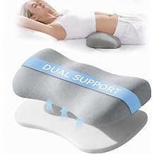 Adjustable Height Lumbar Support Pillow for Sleeping, Ergonomic Contour Lower Back Pillow for Bed with Breathable Washable Cover, Spine Alignment & Sleep Comfort, Grey