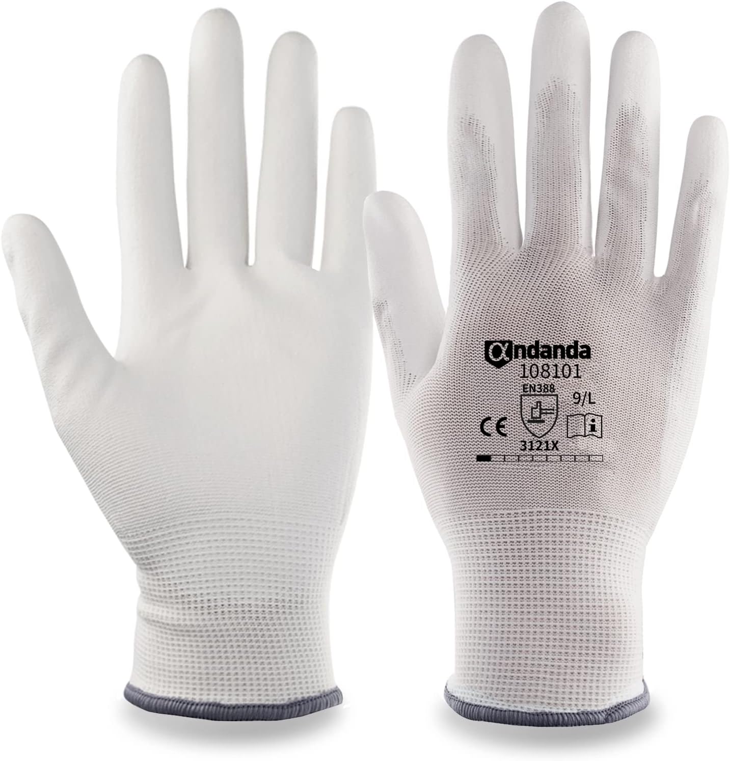 ANDANDA Multi-Package Safety Work Gloves, Seamless Knit Work Gloves with PU Coated, Ideal Work Gloves Men for General Work