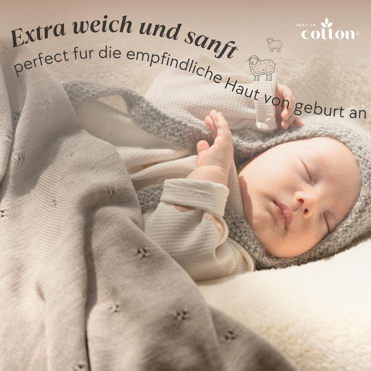 Babydecke Merinowolle 75x100cm Premium Baby Decke | 100% Merino Wolle, Einschlagdecke Babyschale, Winterdecke für Neugeborenen Newborn Baby Kleinkind Kind