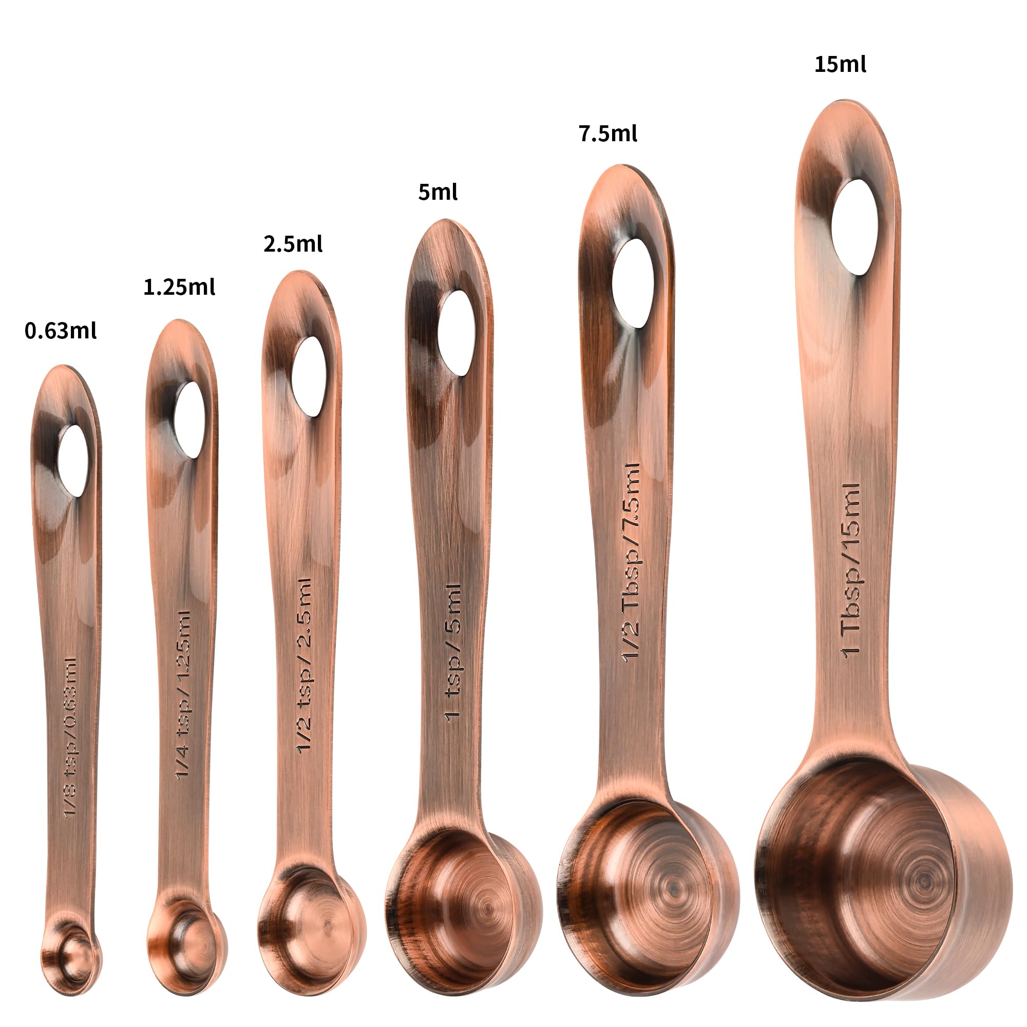 Kupfer-Messbecher- und Löffel-Set, Edelstahl-Messbecher und Löffel-Set, 5 Metall-Messbecher und 6 Backmesslöffel, imperiale und metrische Messbecher und Löffel, Set 11