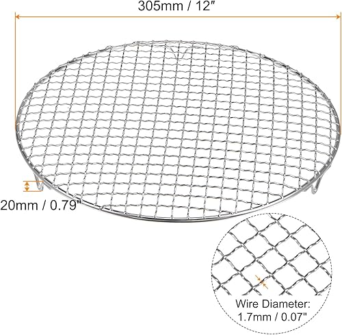 Miniatura 44 de HARFINGTON Rejilla redonda de 6.5 pulgadas de acero inoxidable 201 con alambre cruzado para barbacoa con patas de 0.787 in para cocinar hornear al