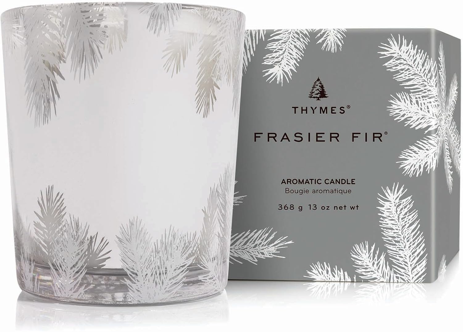 Thymes Frasier Fir Candle – Pine Needle Design – Holiday Scented Candle – Notes of Crisp Siberian Fir, Cedarwood & Sandalwood – Luxury Home Fragrance Gifts for Women & Men – Silver (Statement, 13 oz) - Thumbnail 3