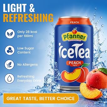 Refreshing Peach Iced Tea Made with Premium Black Tea, Rose Hips & Hibiscus | Enjoy a Crisp, Low-Calorie Iced Teas Cans Drink with Natural Ingredients & Floral Notes - 6 pack
