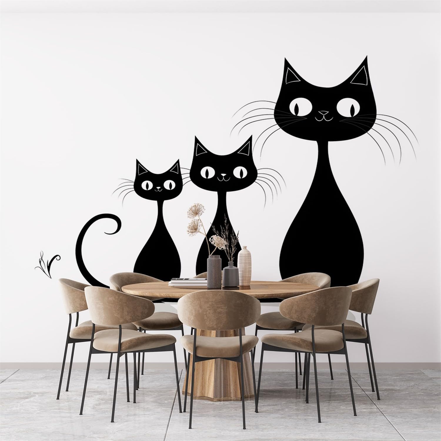 Papier Peint Panoramique Animal de Bande Dessinée Chat, Poster Fresque Murale Animaux de Bande Dessinée, Poster Mural pour Salon, Chambre d’Enfants ou Restaurant, 400 x 280 cm Décoration Fresque