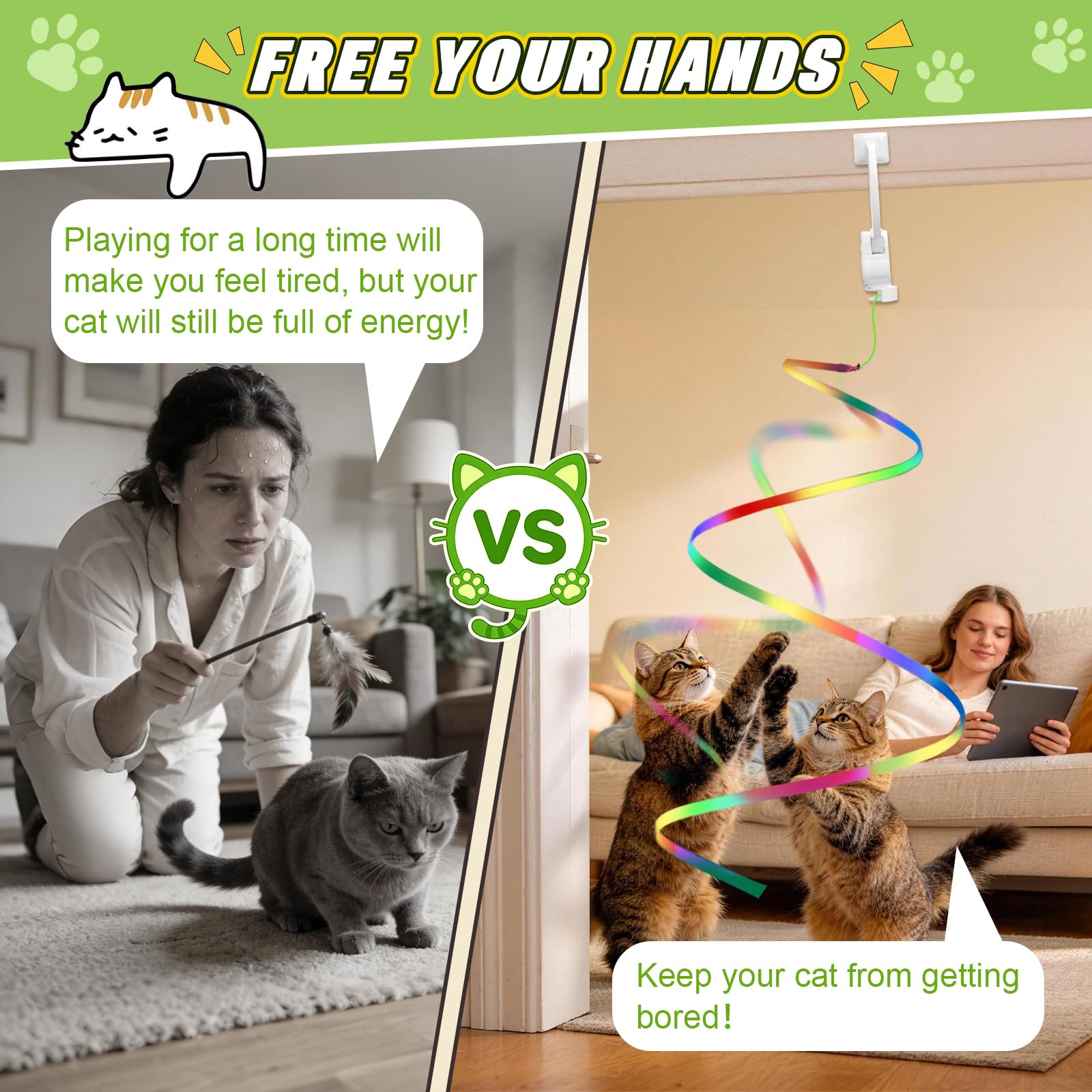 Automatisches fliegendes interaktives Katzenspielzeug für Indoor-Katzen – Sichere Jagd & Übungsstimulation für gelangweilte Kätzchen, Erwachsene & Mehrkatzenhäuser (Weiß)