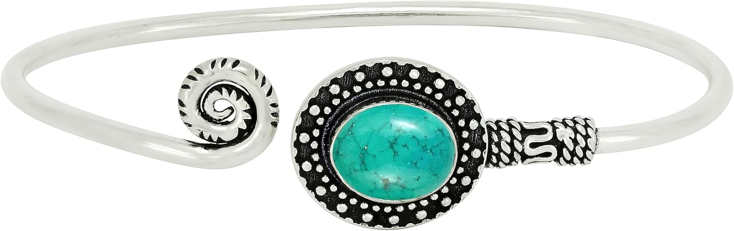 Natural Gemstones 925 Silver Plated Cuff Bracelets for Women - Oval Shape Stone Birthstone Handmade Adjustable Open Bangle Jewelry - Gifts for Wedding Anniversary Valentine's Day Christmas - Image 3