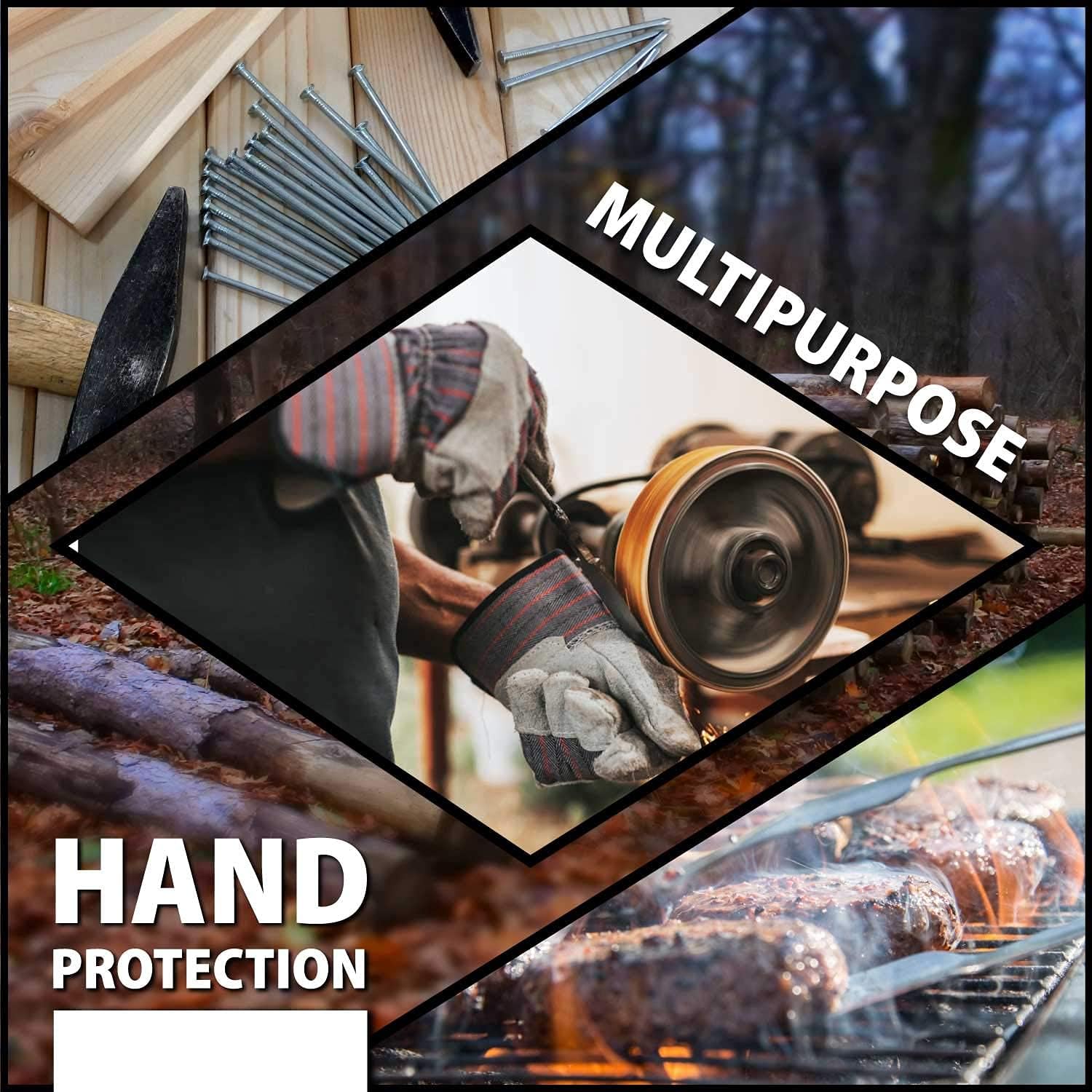SAFE HANDLER Work Leather Gloves with Cool Cotton Lined Backing Lightweight & Versatile Split Leather Safety Cuff Work Gloves