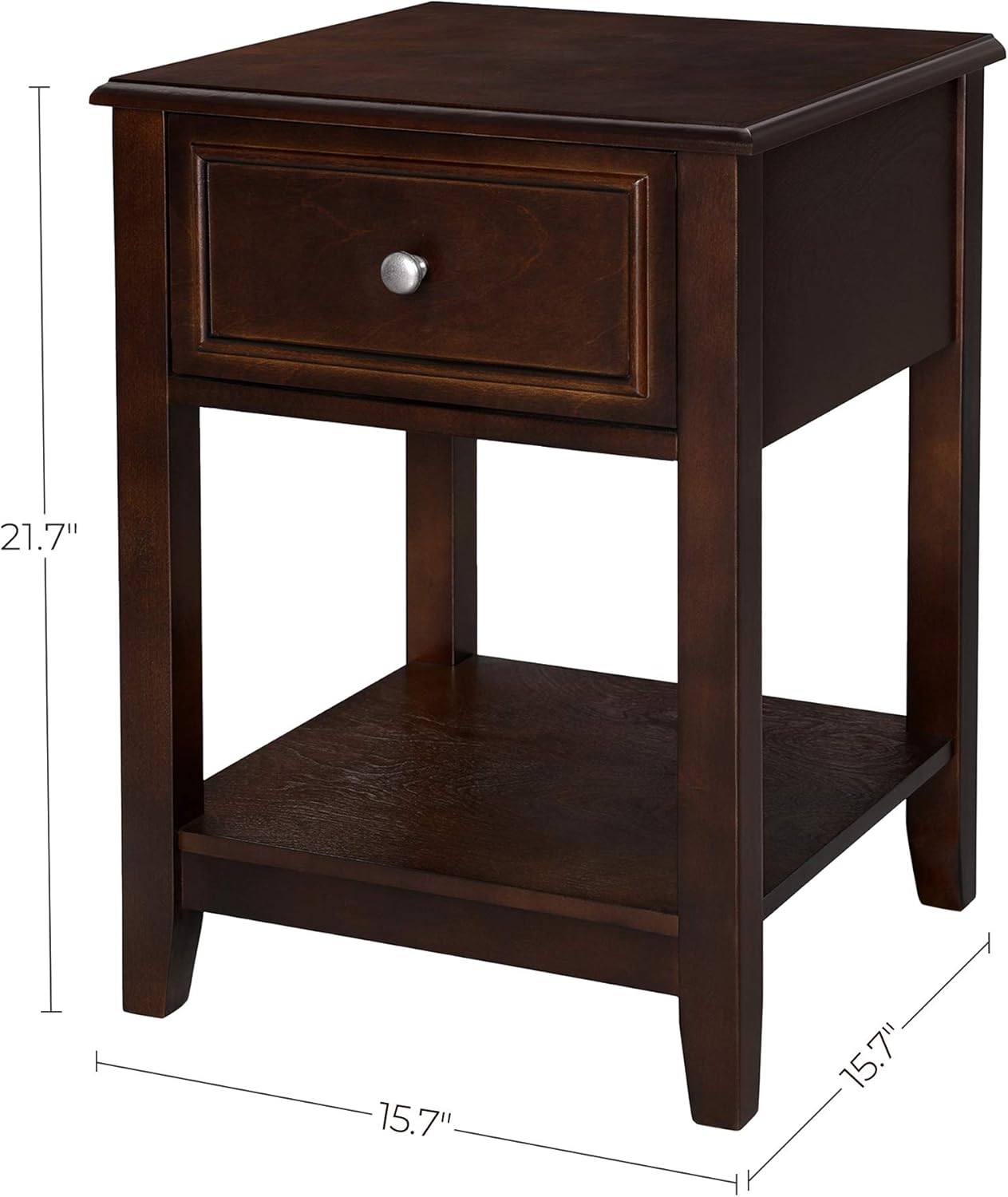 Top Brands VASAGLE End Table, Nightstand with Drawer and Bottom Shelf, Compact for Bedroom Living Room, 15.7, Reddish Brown