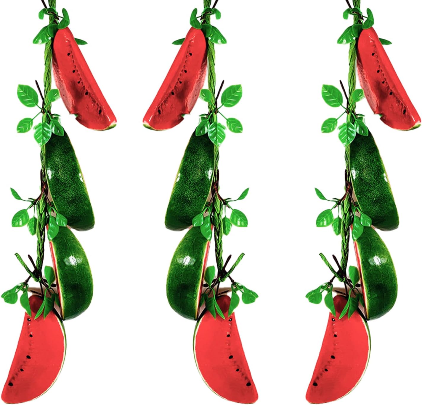 Pack of 3 Simulated Watermelon Hanging Skewers, Simulation Watermelon Decoration, Artificial Hanging Watermelon, Fruit Ornament, Hanging Watermelon Hanger, Home Decor, Fruit Model