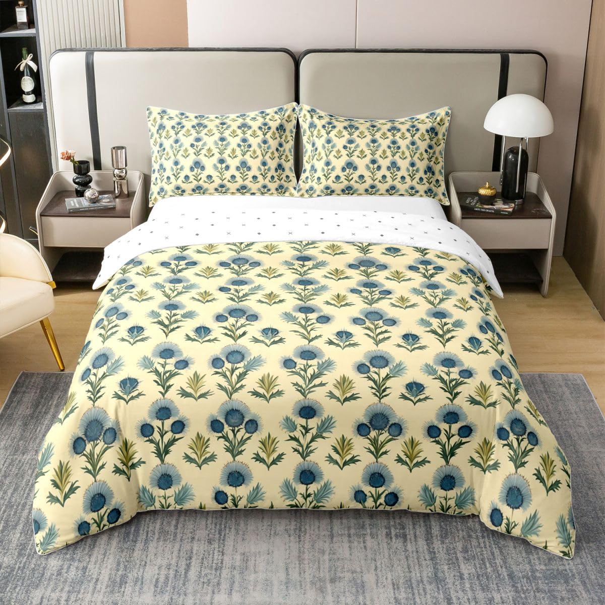 Parure de lit fleurs de ferme rétro en coton pour chambre esprit campagnard chic