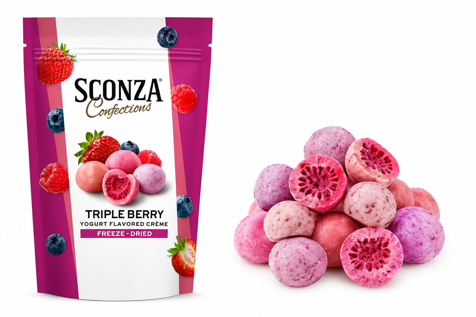 Amazon.com: Sconza Triple Berry Freeze-Dried Berries Covered in