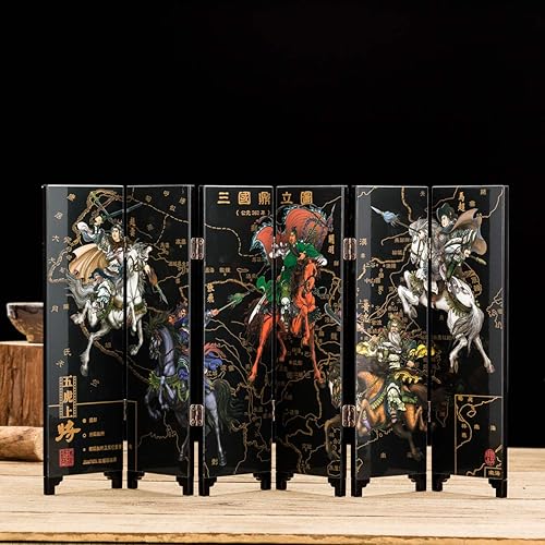 Miniatura 16 de TJ Global Mini arte chino tradicional de 6 paneles de 9.5 pulgadas de alto para decoración del hogar, lacado decorativo, decoración del hogar, laca,