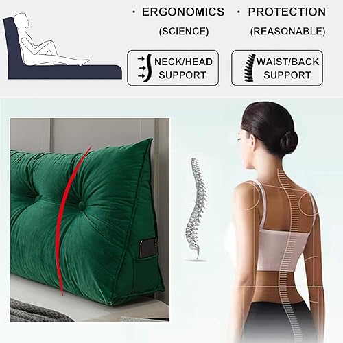 Miniatura 4 de Almohada de pared triangular con botones copetudos, cojín de apoyo de lectura, almohada de cama de lectura suave de color sólido para cuello,