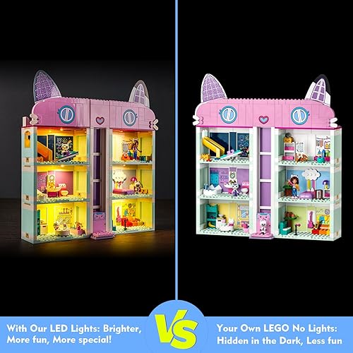 Miniatura 2 de Kit de luz LED para Lego Gabby's Dollhouse 10788, bonito juego de iluminación creativa accesorios compatibles con Lego 10788 juego de construcción