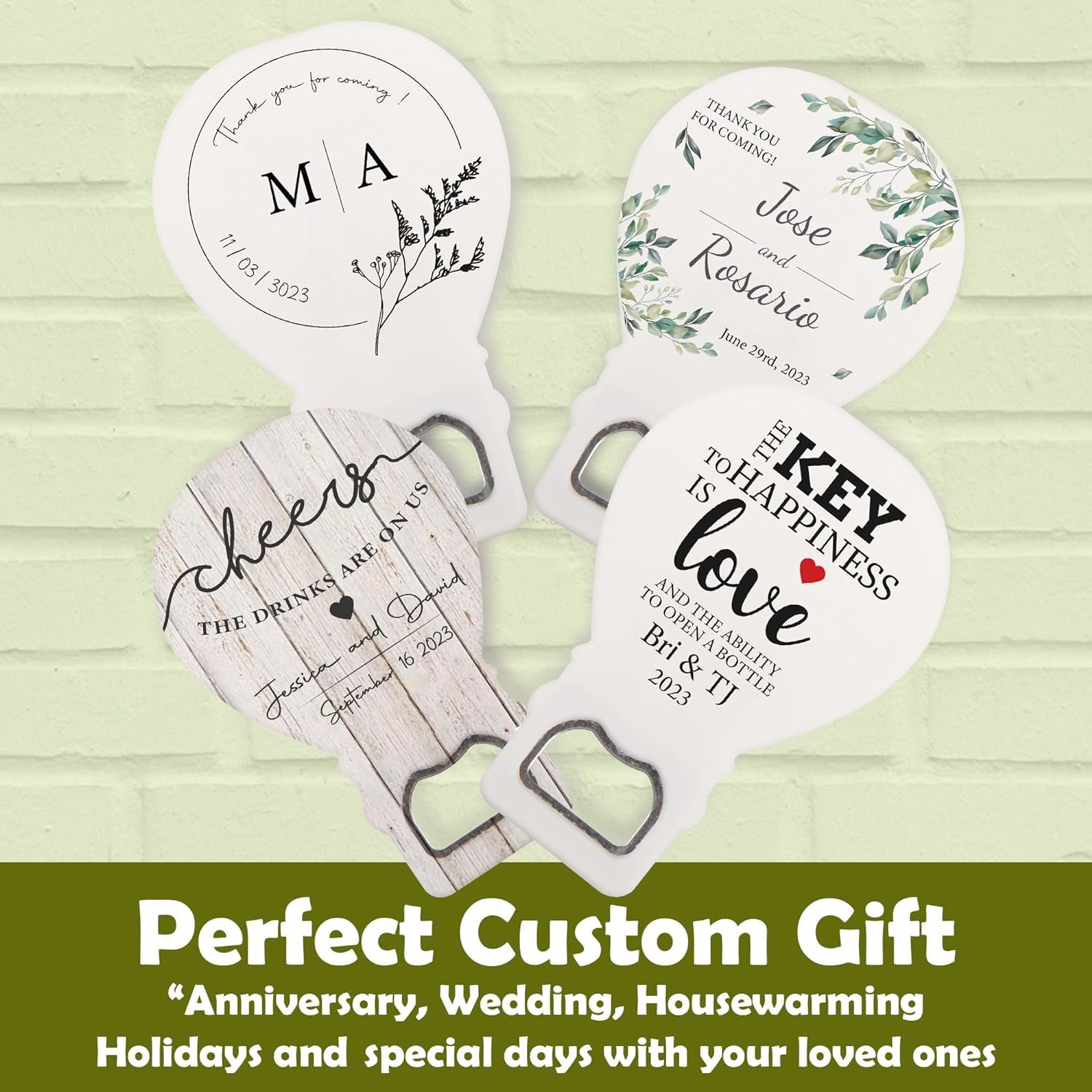 30er Set personalisierte Flaschenöffner zur Hochzeit, Hochzeitsgeschenke für Gäste, Individualisierbares Hochzeitsgeschenk, Einzigartiges Design zur Hochzeit, Wedding Magnet Favors