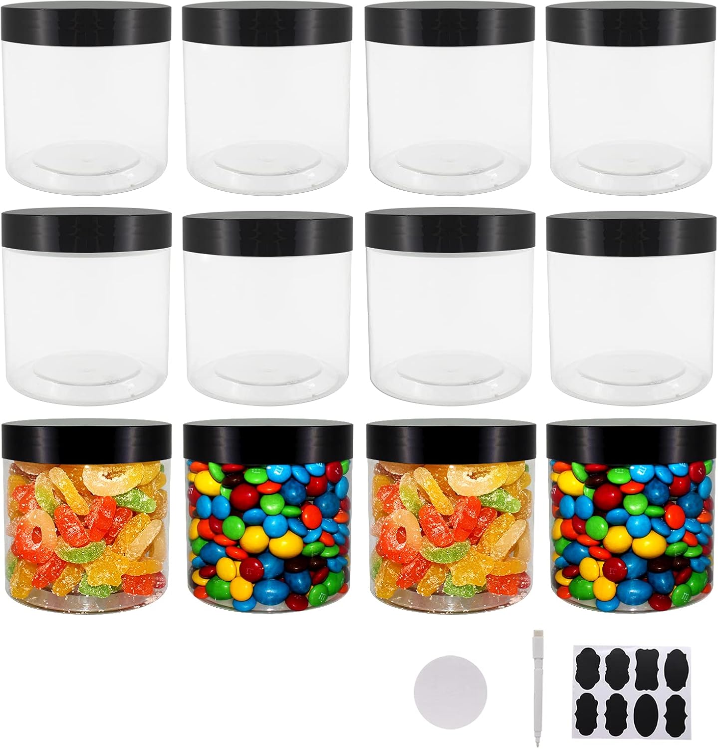 zmybcpack 12 Pack 20oz (600ml) Clear Plastic Jars With Lids