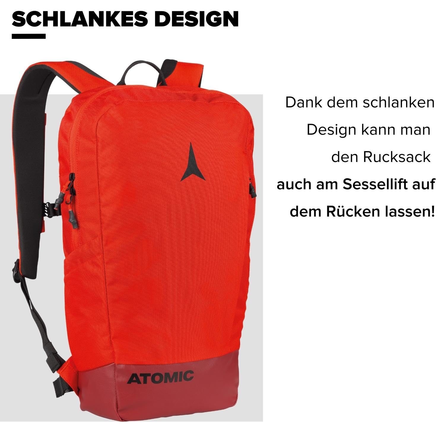 Salomon ATOMIC PISTE PACK - Rot - Tagesrucksack - Mit EVA-Rückenpanel für Tragegefühl & Aufprallschutz - Rucksäcke für das ganze Jahr - Ski-Rucksack im ATOMIC Style