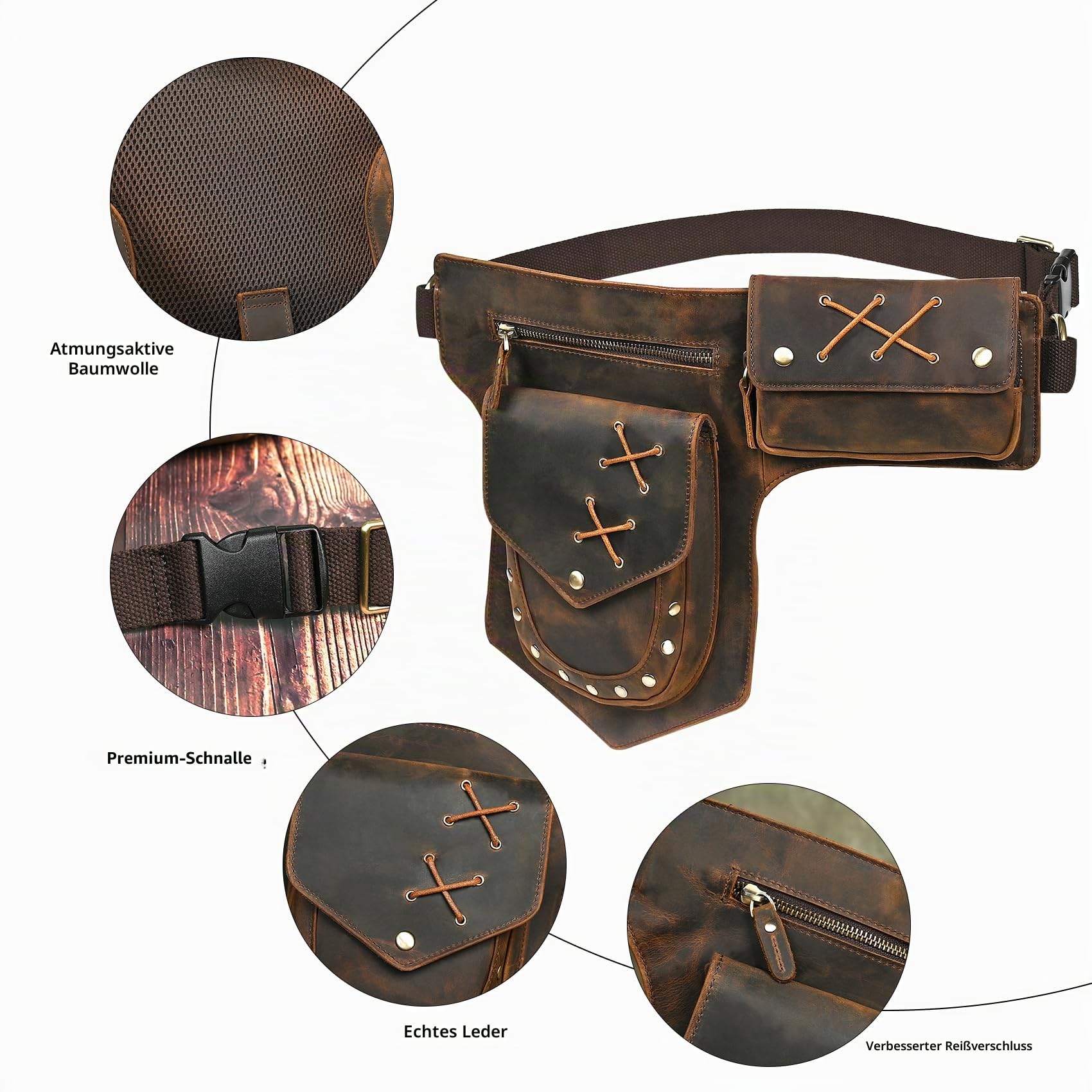 Herren Canvas + Leder Motorrad Reiten Tasche Beinbeutel Beintasche Außenbeintasche Hüfttasche Drop Leg Tasche FB211-8