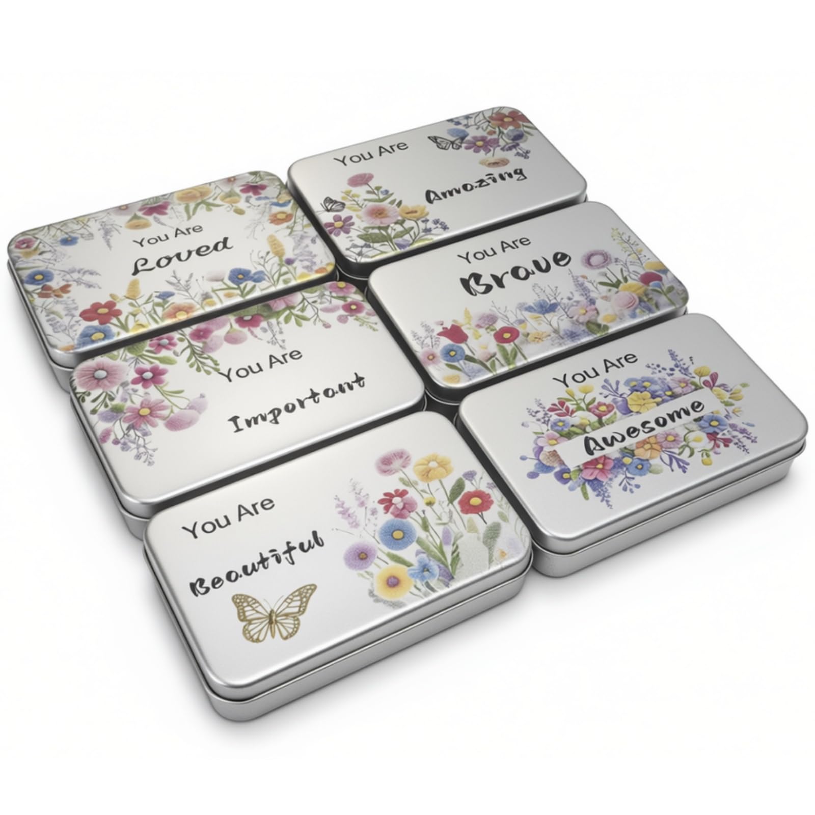 Boîtes cadeaux en métal Goodma : lot de 6 coffrets fleuris pour emballages de biscuits et chocolats
