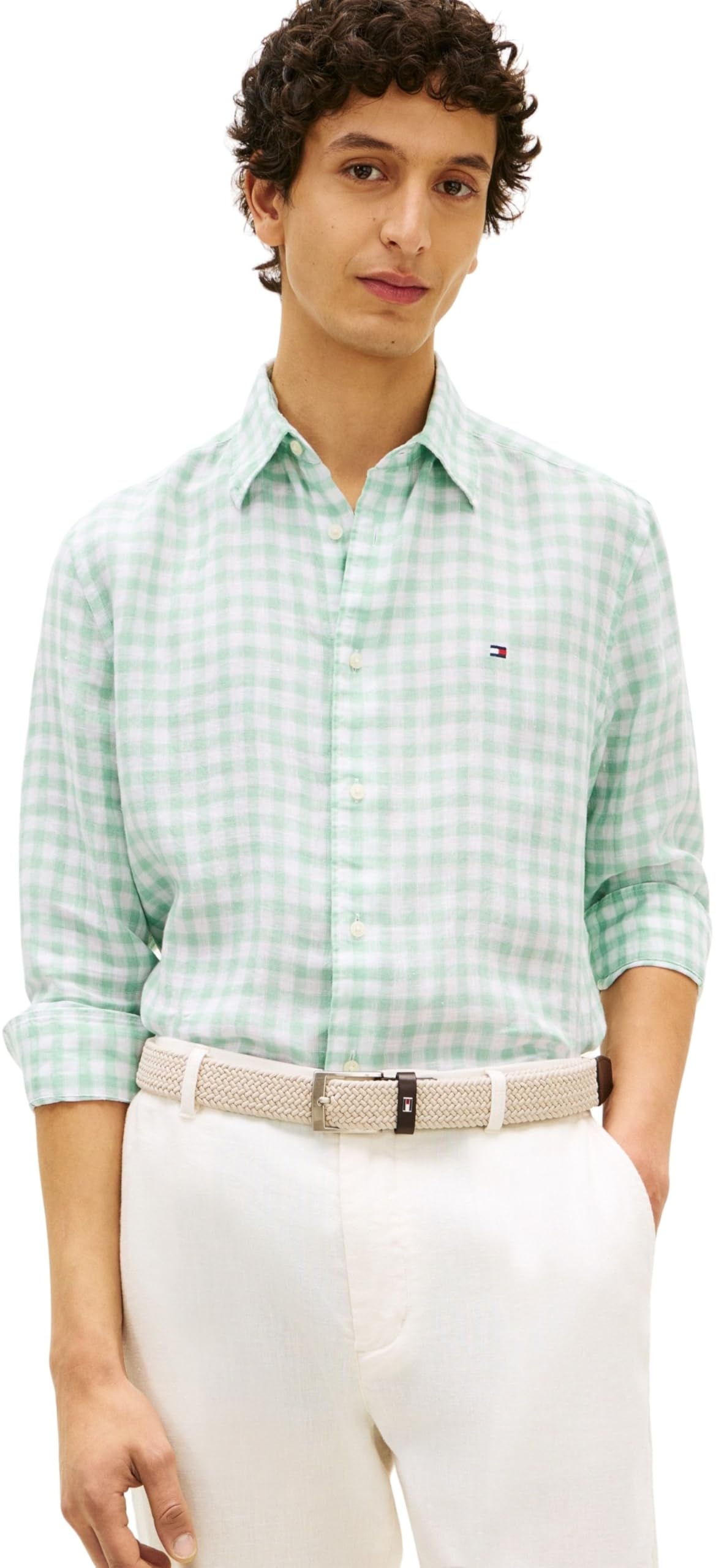 Tommy Hilfiger Linen Essential Gingham RF Shirt Mw0mw42401 Camicia S/S Uomo