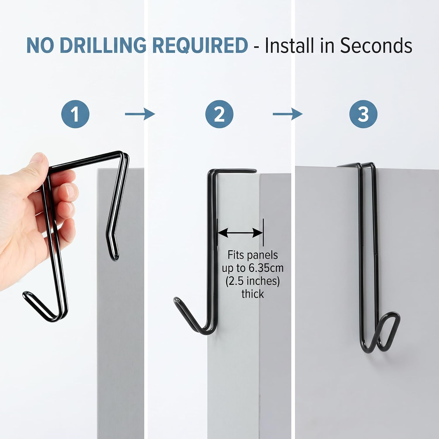 5Pack Wire Cubicle Hooks,Cubicle Shelf Hangers for Hats,Bag,Coat,Mirror,Office Cubicle Accessories(Black) image 2