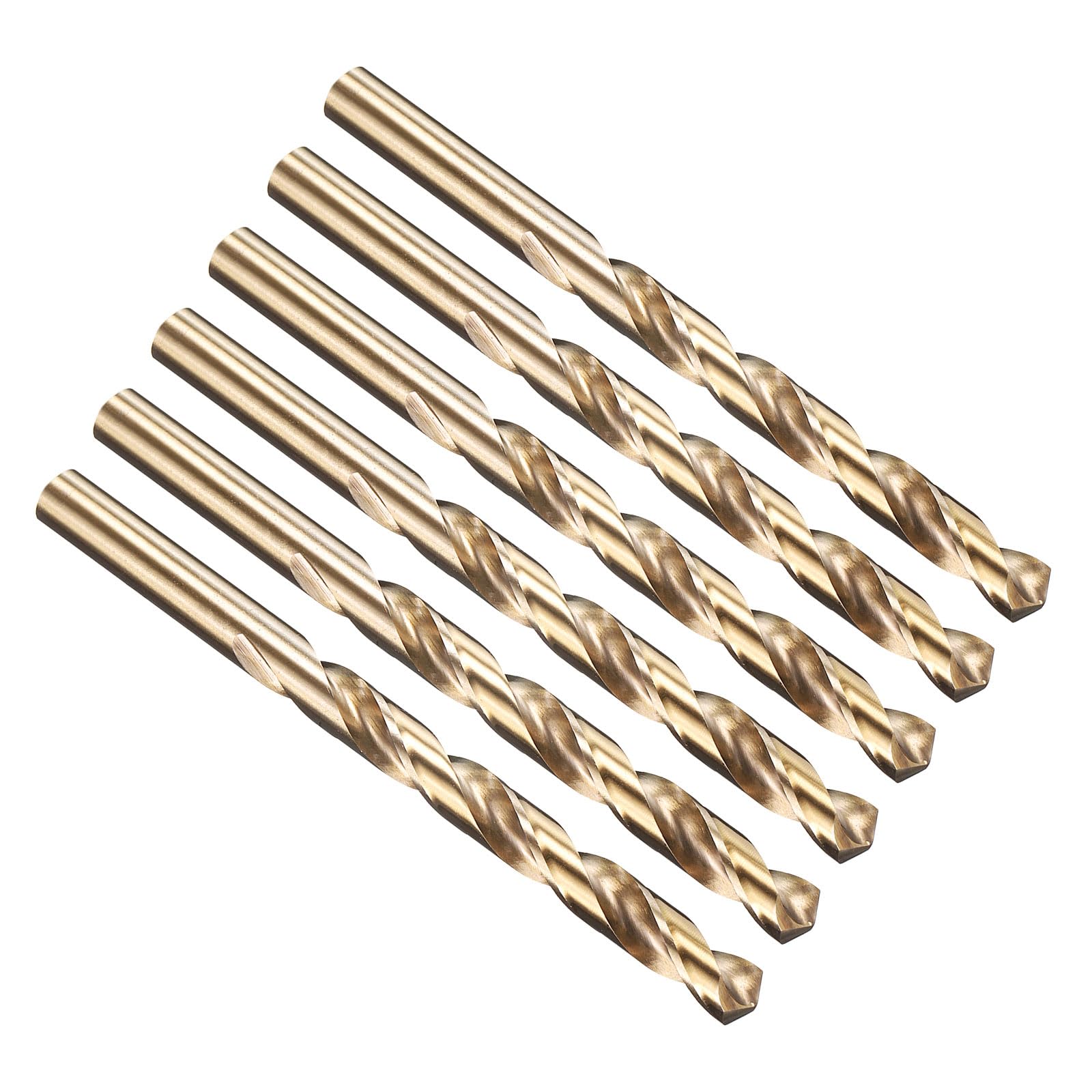 PATIKIL 8.5mm Drill Bit, M35 Cobalt 5% High-Speed Steel Jobber Straight Shank 135ยฐ Gold Finish for Stainless Steel Hard Metal - 6 Pack