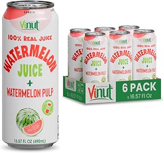 Vinut Natural Watermelon Juice Drink with Pulp, (16.57 fl oz, Pack of 6) Real Watermelon Juice, No Sugar Added, Gluten Free, GMO-Free