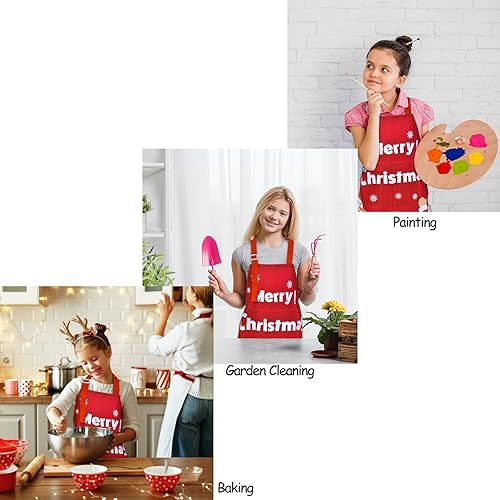 Miniatura 6 de Delantal de cocina ajustable con bolsillo para cocinar, hornear, pintura artística, jardinería, Navidad