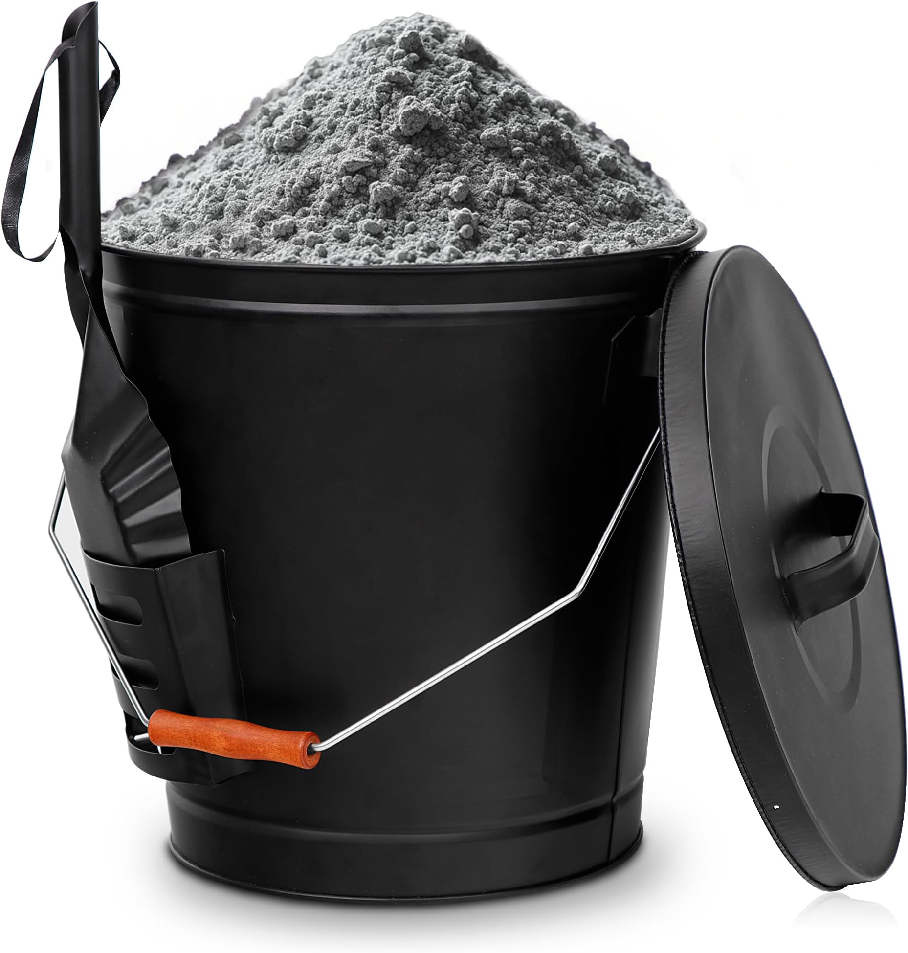 Nouva 5.15 Gallon Ash Bucket with Lid & Shovel - Galvanized Metal Coal Bucket Ash Can for Fireplace, Fire Pit, Wood Burning Stove,Grill, Hearth,Indoor & Outdoor