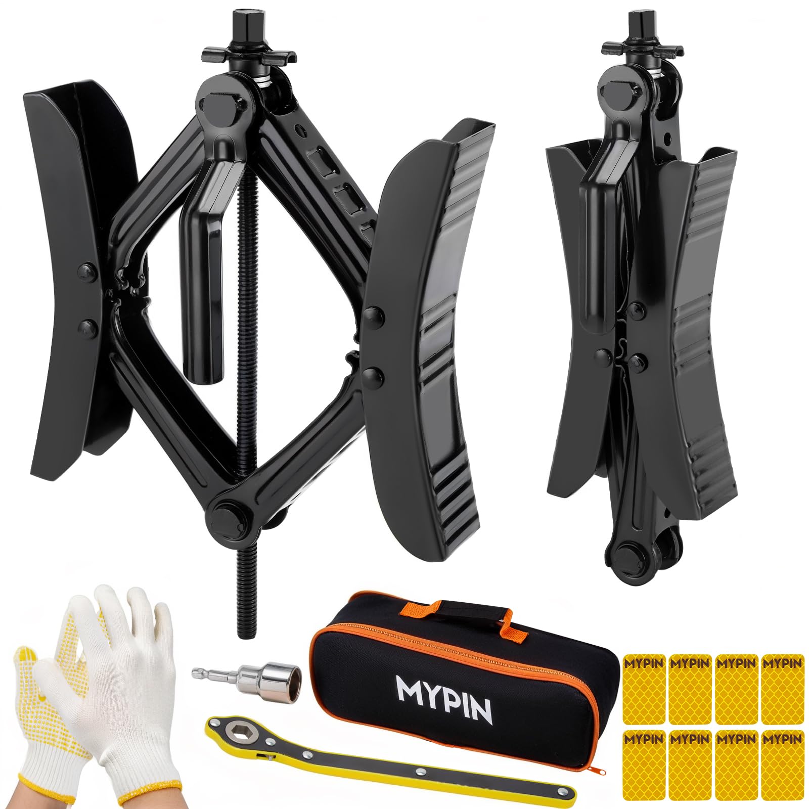 Camper Wheel Chock Stabilizer, 2 Sets for RV Travel Trailer, With 8 Reflective Strips, Heavy Duty X-Shaped RV Stabilizer Wheel Chock Anti-Move Tire Wheel Chock