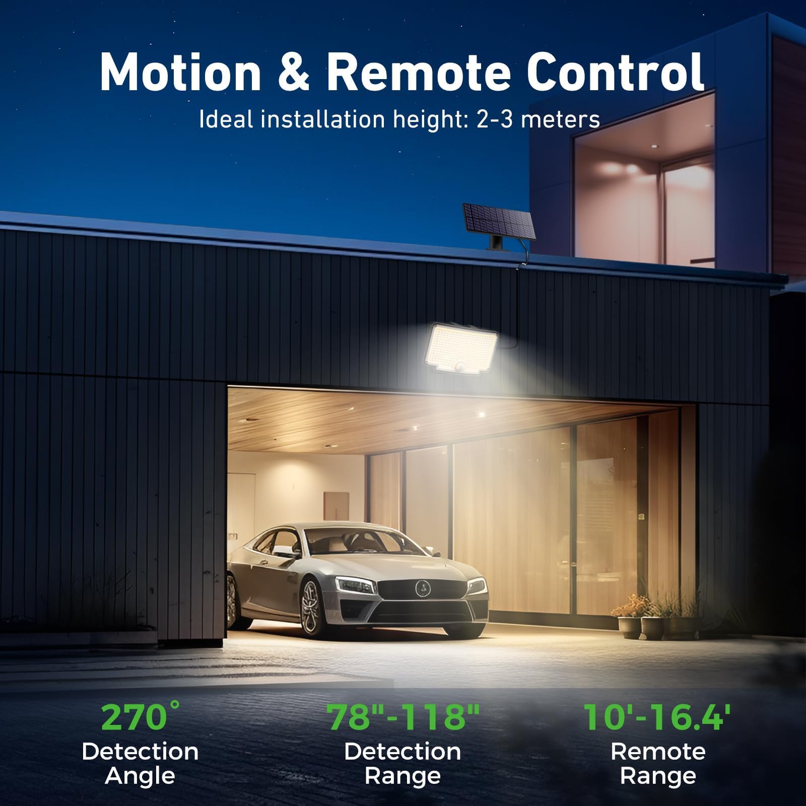 nipify Faretti Solari a Led da Esterno, [2 pezzi/310LED/3 Modes/270° Illuminazione] Luce Solare Led Esterno con con Sensore di Movimento, IP65 Impermeabile Lampade Solari con Telecomando per Giardino