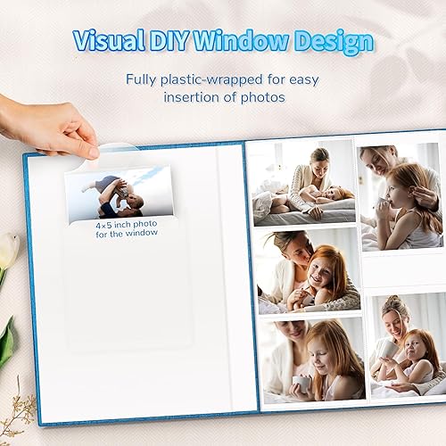 Miniatura 2 de Álbum de fotos de 4 x 6 pulgadas con 600 bolsillos, cubierta de lino, libro de recuerdos con ventana frontal, página blanca para boda, familia,
