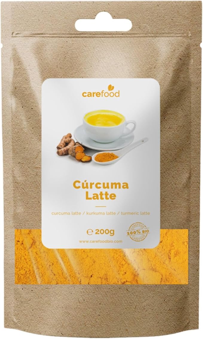 Cúrcuma Latte Ecológica en Polvo - Superfood Cúrcuma 100% Bio y Apta para Veganos - Superalimento Orgánico Ideal para Jugos, Bebidas y Desayunos - 200 g