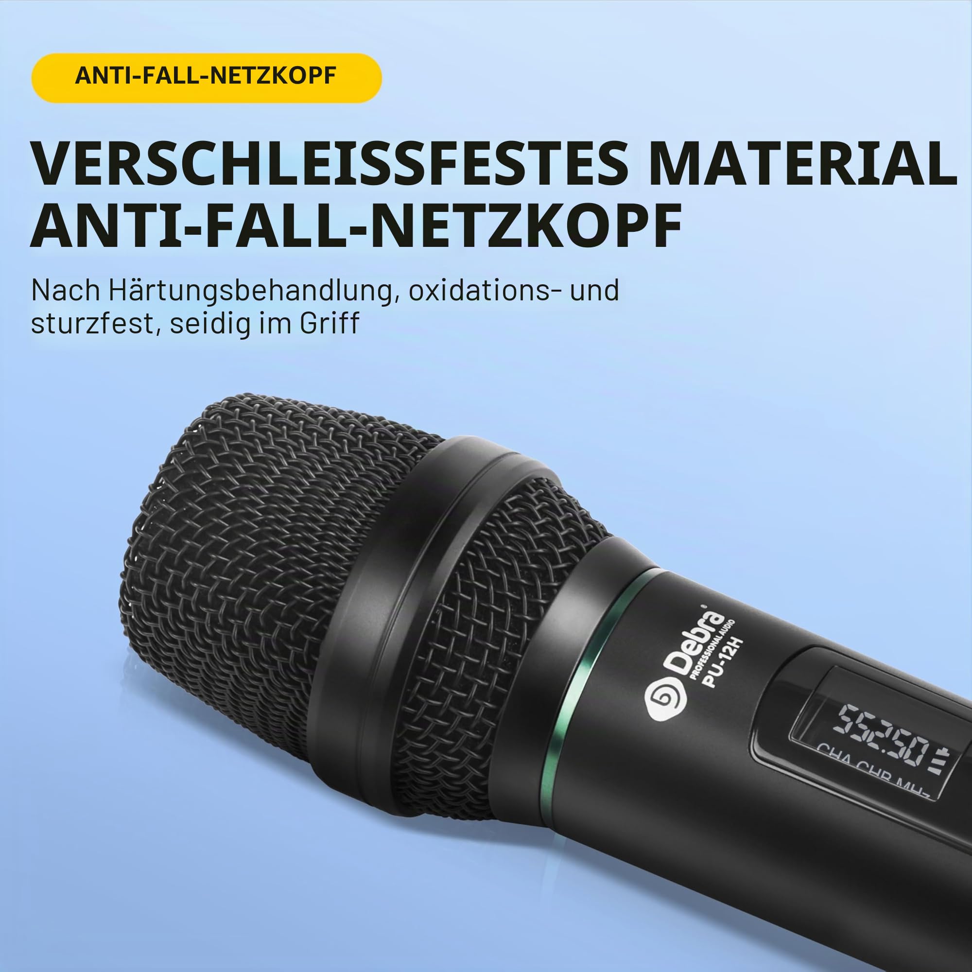 D Debra Professionelles Kabelloses UHF-Mikrofon-Set mit 30 Kanälen – 2 Dynamische Handmikrofone & USB-C-Ladeempfänger, Ideal für Karaoke, Bühne, Hochzeit, Kirche und Veranstaltungen
