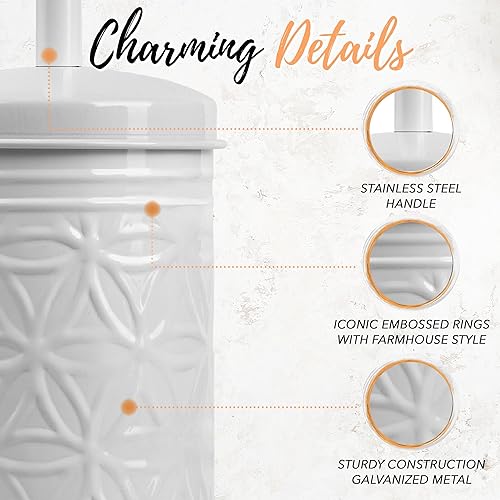 Miniatura 3 de Autumn Alley Escobilla de inodoro blanca y soporte, accesorios de baño, cepillo de inodoro para decoración moderna de baño, cepillo de inodoro de