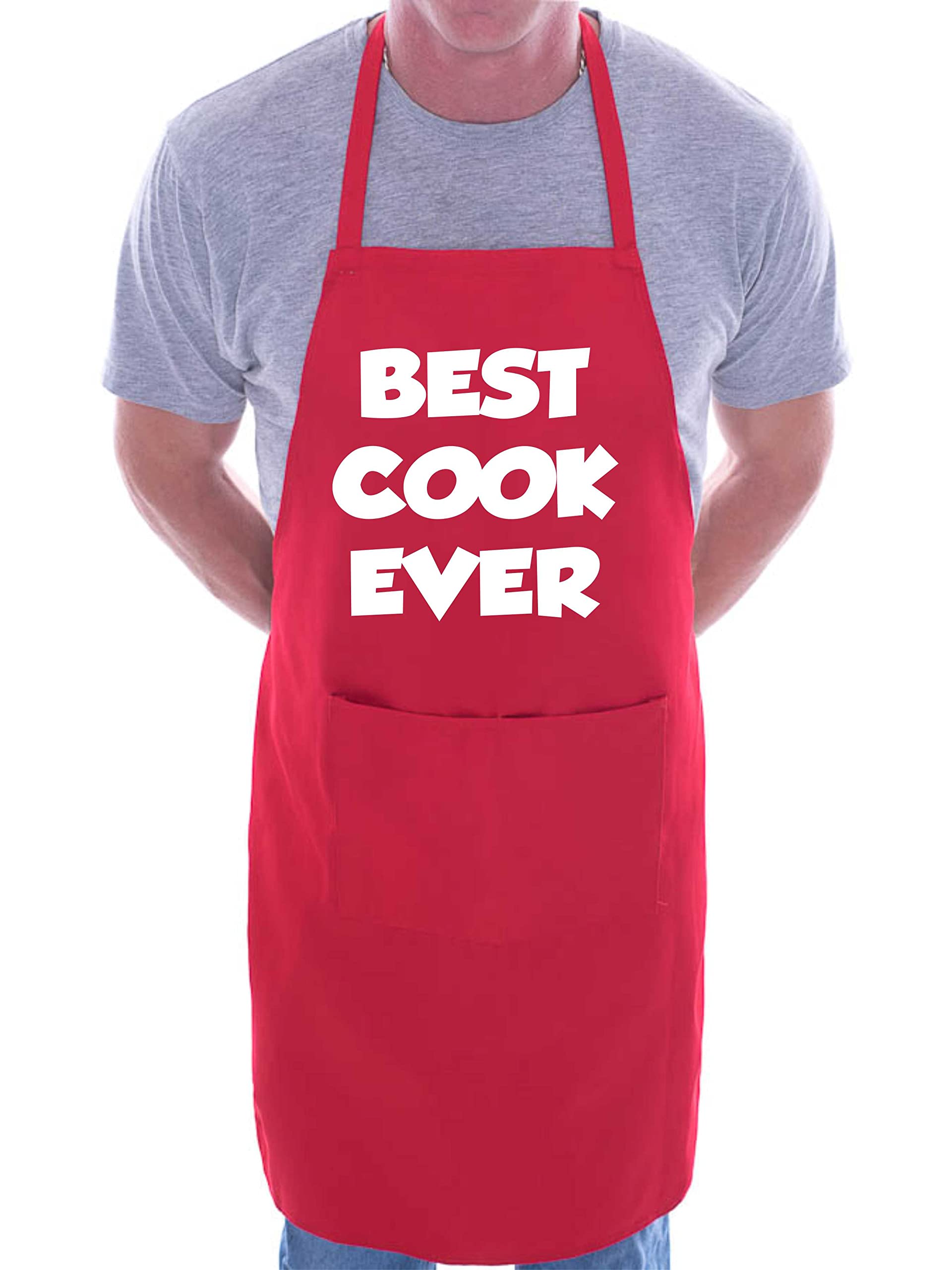 Print4u Unisex Red Best Cook Ever Funny Apron Novelty Bbq Cooking With 2 Pockets