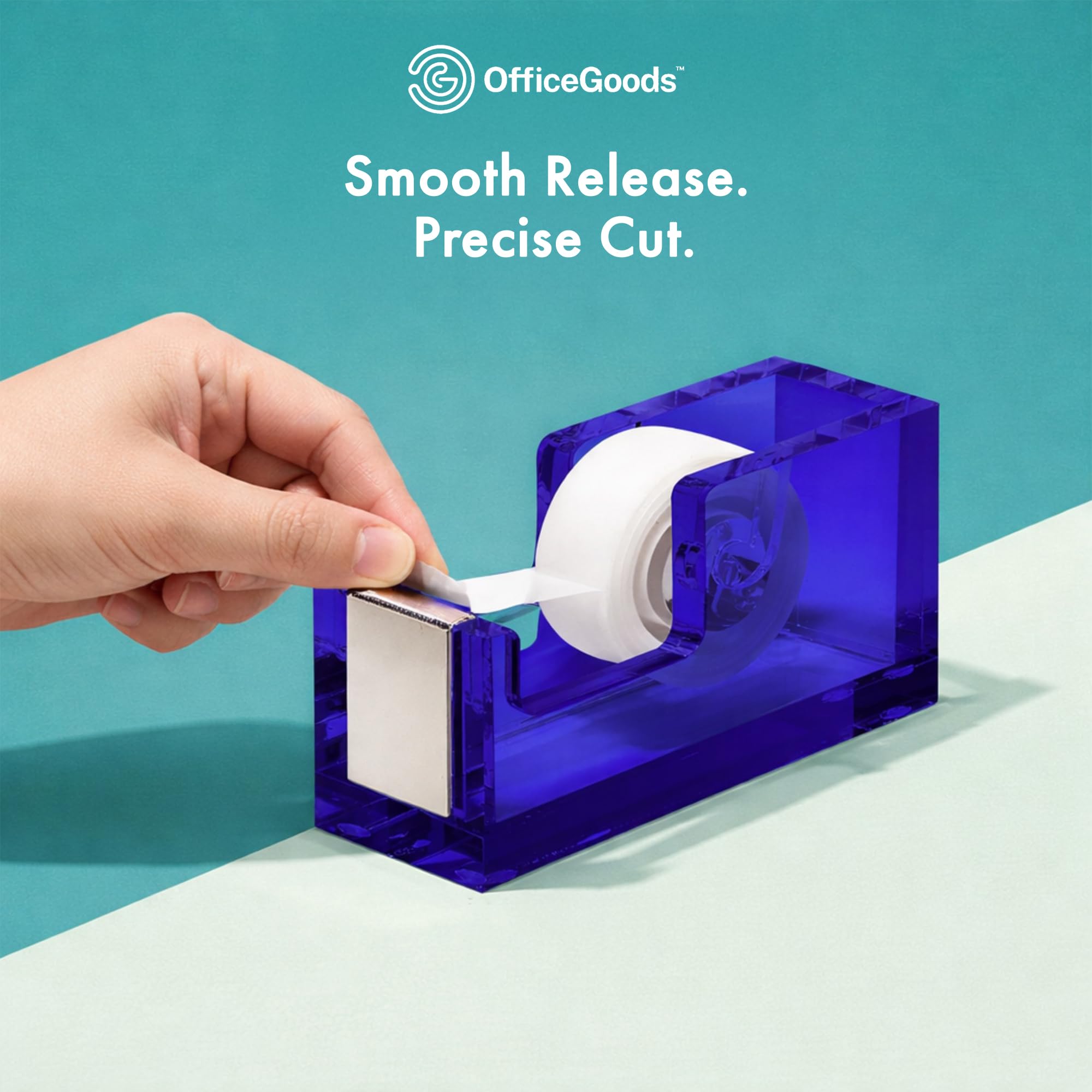 OfficeGoods Acryl-Klebebandabroller – Moderner Schreibtisch-Organizer für Bürobedarf, strapazierfähiger, nachfüllbarer Klebebandhalter für Zuhause und Schule, stilvolles Schreibtisch-Accessoire für