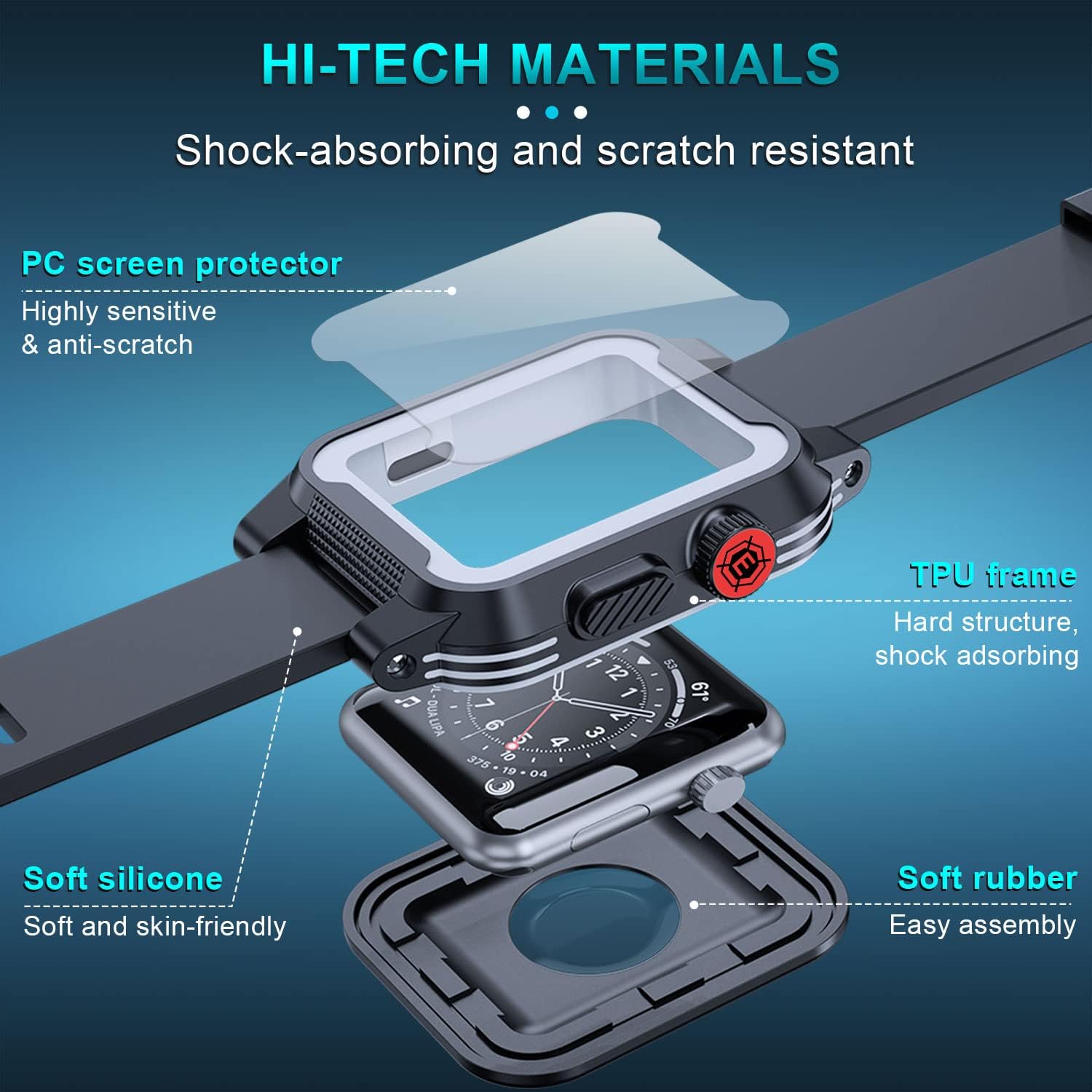 Apple Watch용 방수 케이스 38mm 45mm 44mm 42mm 41mm 40mm 밴드 IP68 Watch 시리즈 8 7 6 5  4 3 2 SE iWat-모바일 11번가