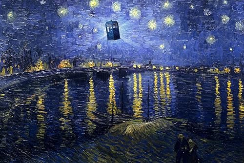 Muroanmi Rompecabezas de 1000 piezas Tardis Noche estrellada sobre el Ródano Van Gogh Descompresión intelectual divertido Juego Adultos Amigos
