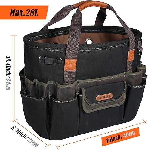 Miniatura 3 de WELKINLAND Bolsa de herramientas para electricista de 42 bolsillos, bolsa de herramientas superior abierta de 16 pulgadas, bolsa de herramientas de