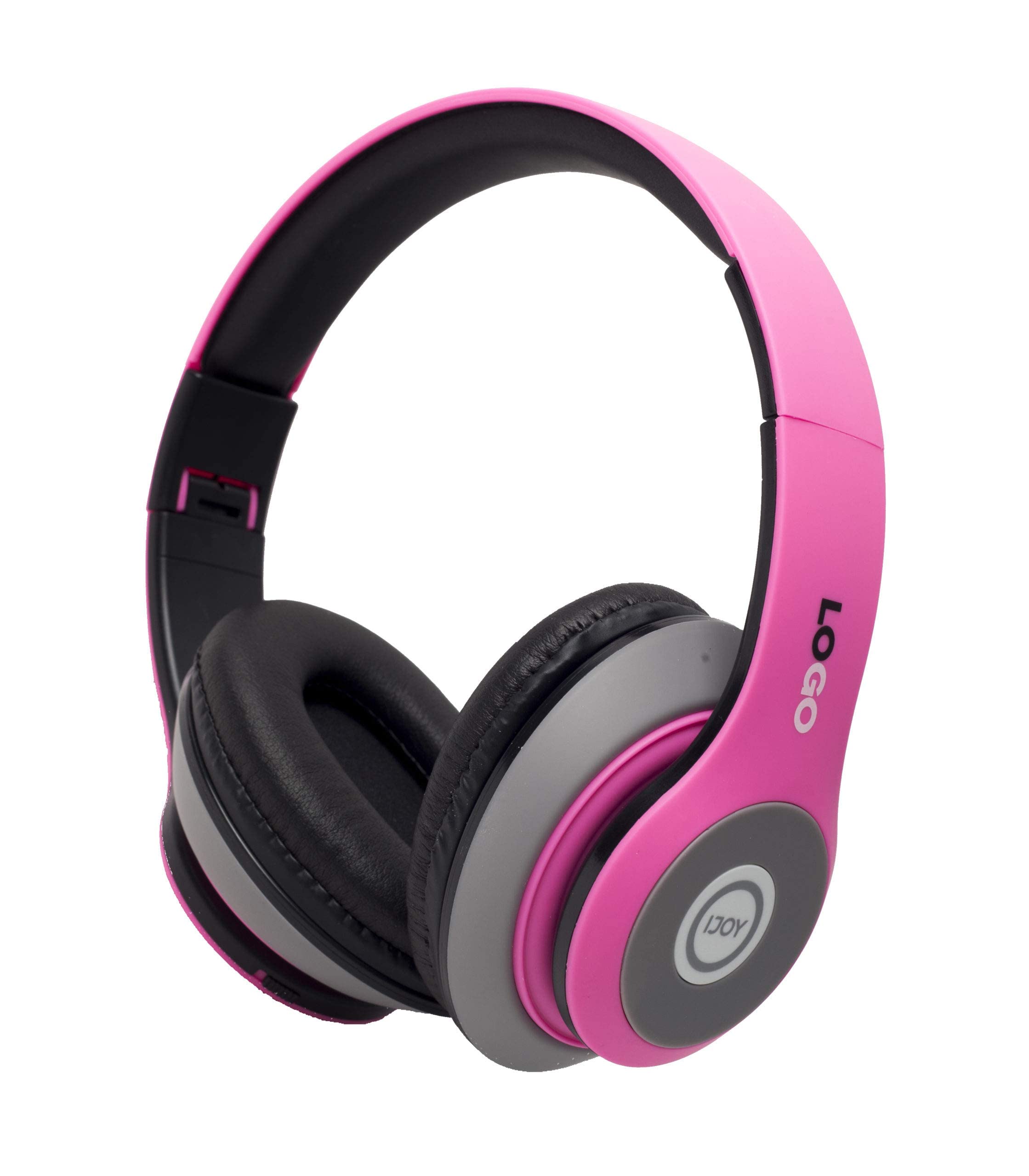 iJoy Wireless Bluetooth Headphones with Mic, Rechargeable & Foldable Hi-Fi Stereo Over Ear Headset with Built-in Smart 5-Button Control, Micro SD Card slot and FM radio, Pink
