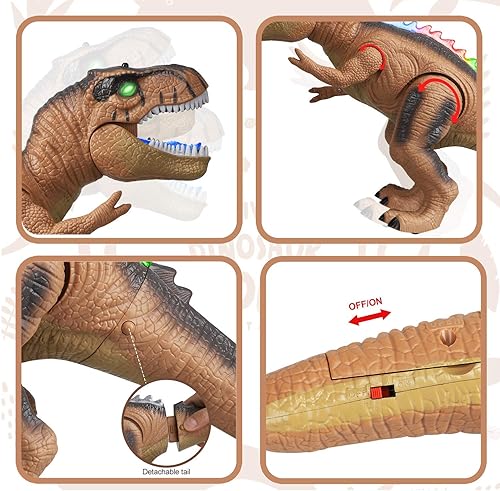 Vista 3 de STEAM Life Juguete de dinosaurio iluminado con control remoto para niños de 3 a 7 años + con sonido rugido realista, robot electrónico T rex