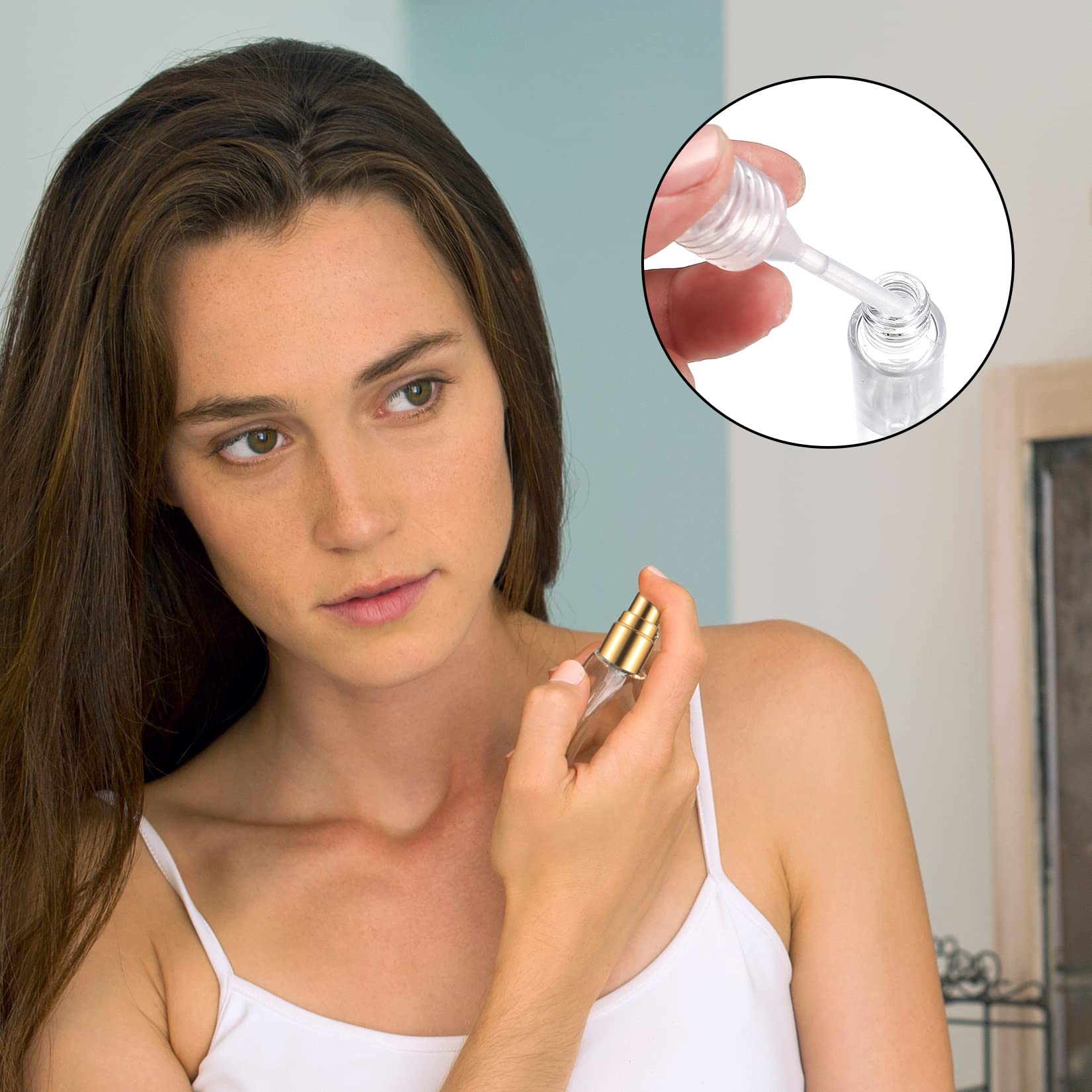 Set di 4 Spray per Profumo in Vetro, con Nebbia Fine, Flacone Spray per Profumo Riutilizzabile e Ricaricabile in Vetro, Flacone Spray per Viaggi, Profumi e Trucco - Argento