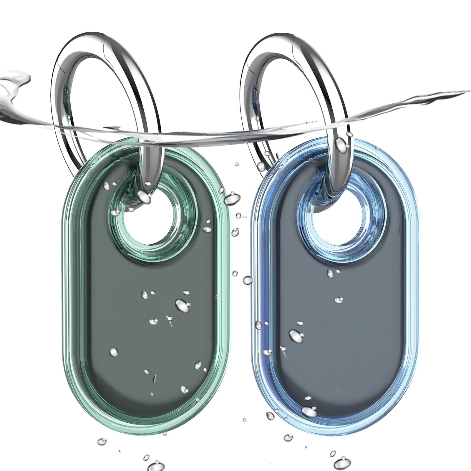 2 Pack Waterproof Compatible with Samsung Galaxy SmartTag2 Holder, TPU GPS Tracker Protective Case for Samsung Tag 2 with Keychain, Anti-Scratch Smart Tag 2 Case (Blue Green)