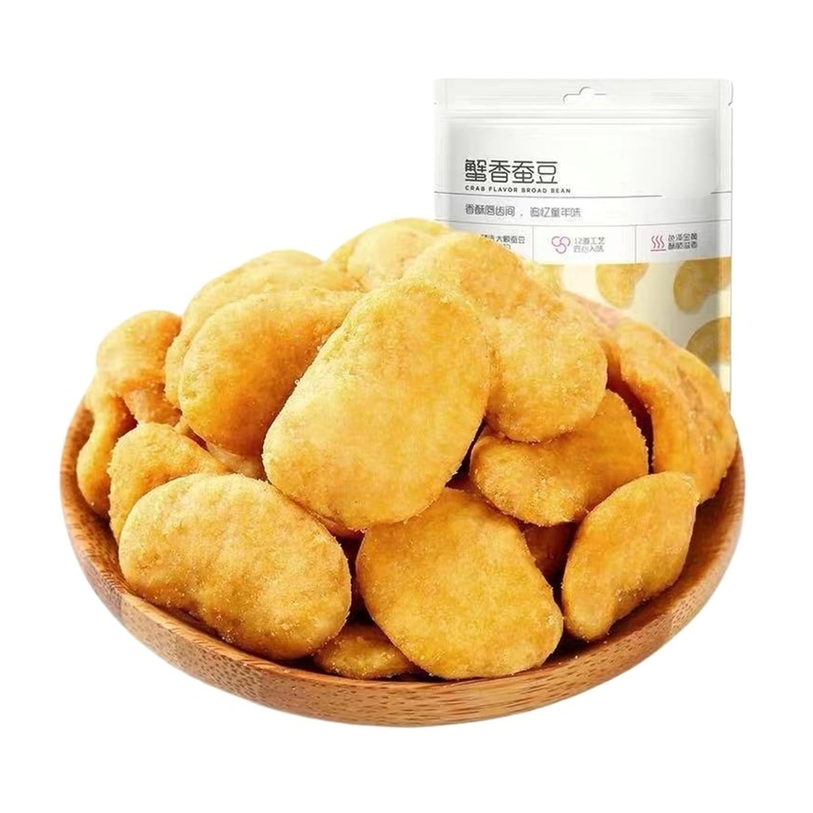 100 g de cangrejo, habas con sabor, un refrigerio crujiente elaborado con nueces y legumbres tostadas.(4bag)