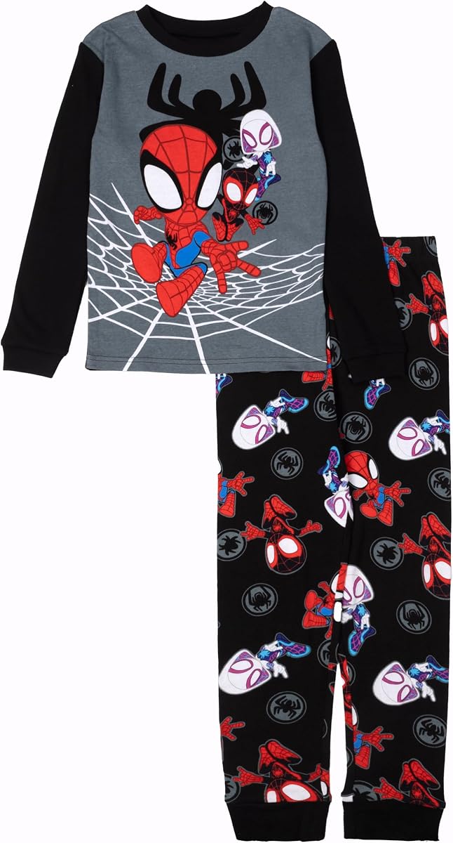 Marvel Conjunto de pijama navideño a juego de algodón de ajuste ceñido de 2 piezas para niño, suave y lindo para niños